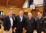 v.l.: Bürgermeister Dieter Stauber, Oberbürgermeister Andreas Brand, stellv. Kommandant Werner Späth und Kommandant Felix Engesser